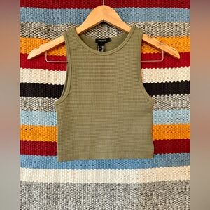Forever 21 Olive Green Ribbed Cropped Tank